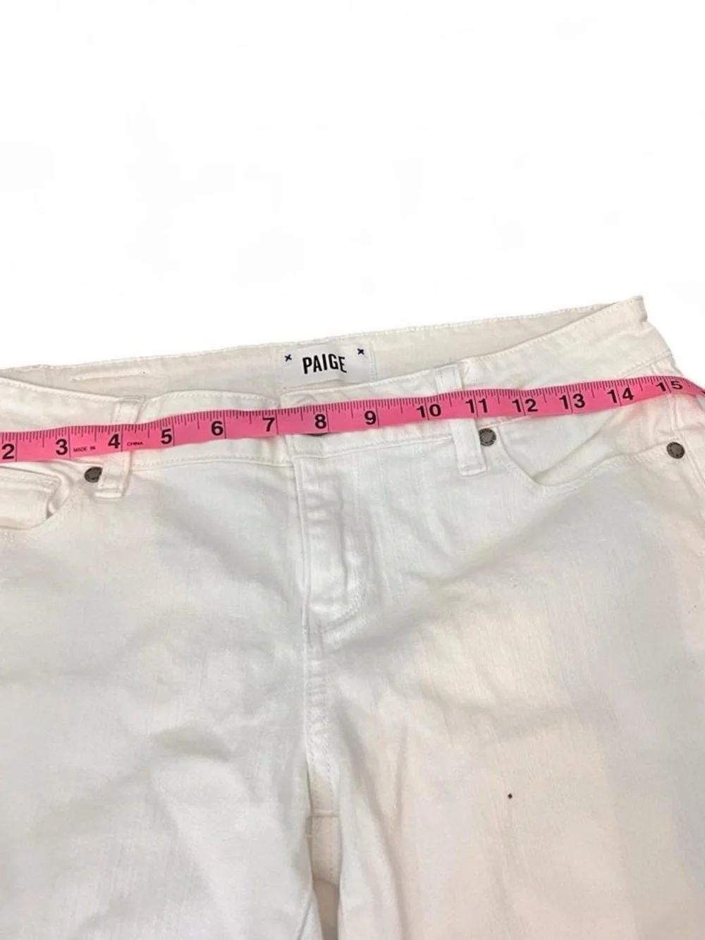 PAIGE White Frayed Hem Denim Shorts - Women's